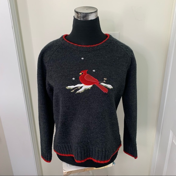 Jenny Anthro Rare Unique Knit Blue Jay Embroidered Bird Sweatshirt Sweater - Picture 4 of 9